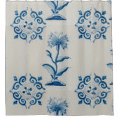 オランダの青および白い花 シャワーカーテン (正面)