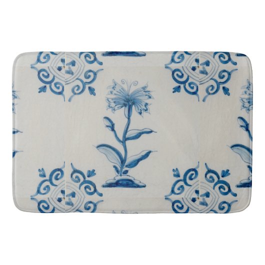 オランダの青および白い花 バスマット (正面)