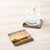 オランダの風車と川の上の日の出 コースター (右側)