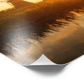 オランダの風車と川の上の日の出 フォトプリント            (角)