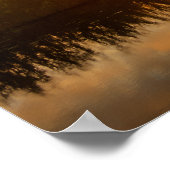 オランダの風車と川の上の日の出 ポスター (角)