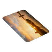 オランダの風車と川の上の日の出 マグネット (右側)