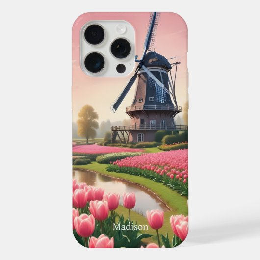 オランダの風車のカスタム名 iPhoneケース (裏面)