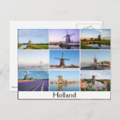 オランダの風車のコラージュのはがき ポストカード (正面/裏面)