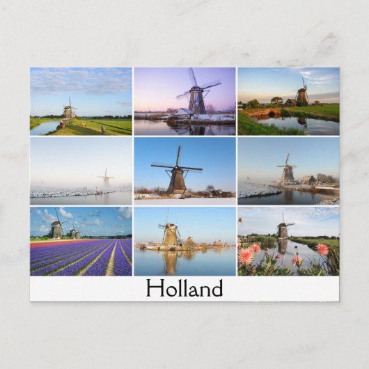オランダの風車のコラージュのはがき ポストカード (正面)