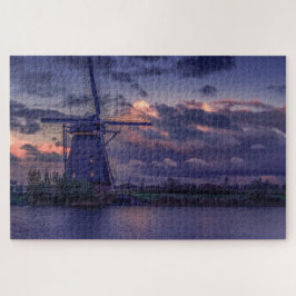 オランダの風車 川 空 ジグソーパズル