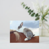 オランダの馬はがきに乗ったウサギ ポストカード (スタンド正面)