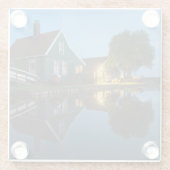 オランダの黄昏時のチーズファームハウス ガラスコースター (裏面)