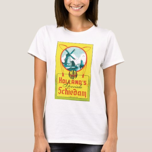 オランダのSchiedamのヴィンテージのラベル Tシャツ (正面)