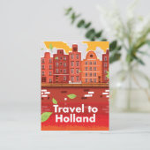 オランダへの旅行 ヴィンテージポスター ポストカード (スタンド正面)