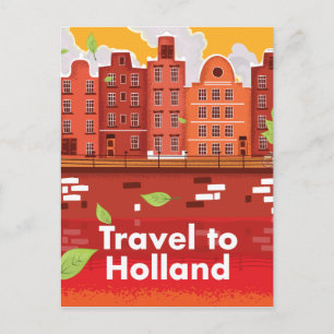 オランダへの旅行 ヴィンテージポスター ポストカード