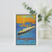 オランダアメリカラインヴィンテージ旅行ポスター ポストカード (スタンド正面)