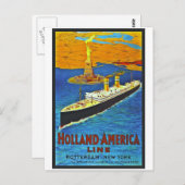 オランダアメリカラインヴィンテージ旅行ポスター ポストカード (正面/裏面)