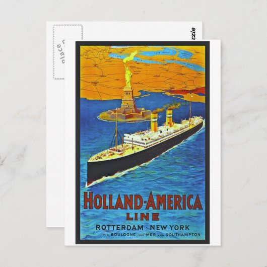 オランダアメリカラインヴィンテージ旅行ポスター ポストカード (正面/裏面)