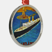 オランダアメリカラインヴィンテージ旅行ポスター メタルオーナメント (右)