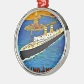 オランダアメリカラインヴィンテージ旅行ポスター メタルオーナメント (左)