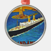 オランダアメリカラインヴィンテージ旅行ポスター メタルオーナメント (正面)