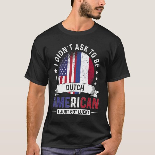 オランダアメリカ国旗プライドオランダF Tシャツ (正面)