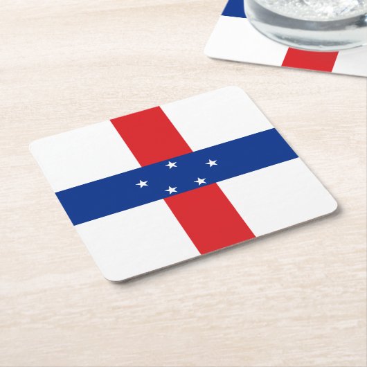 オランダアンティル国旗 スクエアペーパーコースター (アングル)