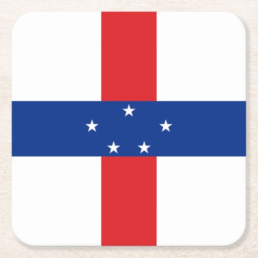オランダアンティル国旗 スクエアペーパーコースター (正面)