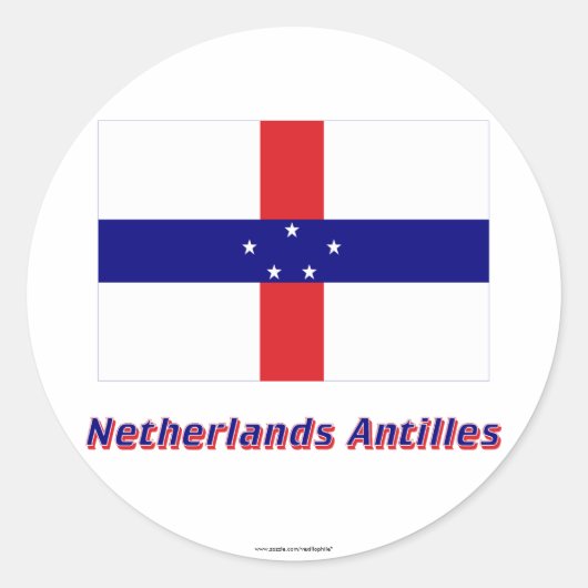 オランダアンティル国旗（名前） ラウンドシール (正面)