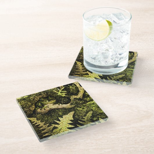 オランダアールヌーボーカエルinツリー ガラスコースター (アングル)