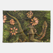 オランダアールヌーボートカゲとワイルドフラワー キッチンタオル (横)