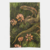 オランダアールヌーボートカゲとワイルドフラワー キッチンタオル (縦)