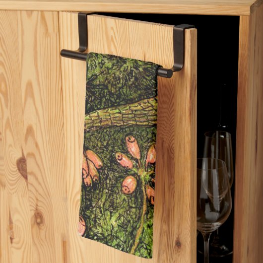 オランダアールヌーボートカゲとワイルドフラワー キッチンタオル (三つ折り)