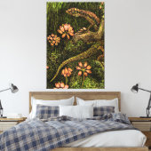 オランダアールヌーボートカゲとワイルドフラワー キャンバスプリント (インサイチュ (寝室))