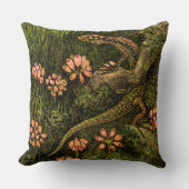 オランダアールヌーボートカゲとワイルドフラワー クッション (正面)