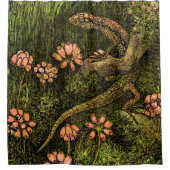 オランダアールヌーボートカゲとワイルドフラワー シャワーカーテン (正面)