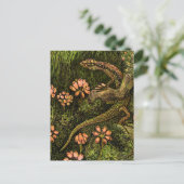 オランダアールヌーボートカゲとワイルドフラワー ポストカード (スタンド正面)