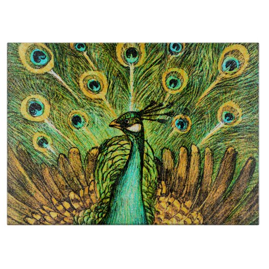 オランダアールヌーボーピーコックアンドチキンズ カッティングボード (正面)