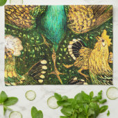 オランダアールヌーボーピーコックアンドチキンズ キッチンタオル (折り畳み)