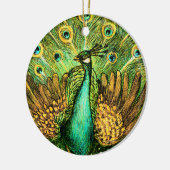 オランダアールヌーボーピーコックアンドチキンズ セラミックオーナメント (左)