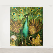 オランダアールヌーボーピーコックアンドチキンズ タペストリー (正面)