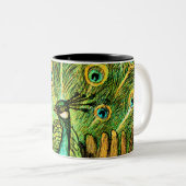 オランダアールヌーボーピーコックアンドチキンズ ツートーンマグカップ (正面右)