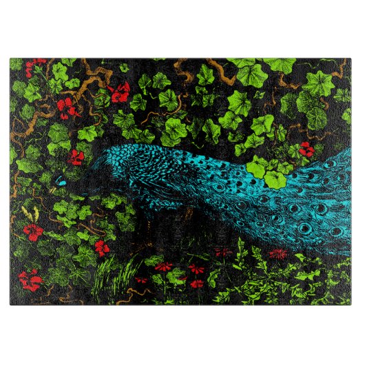 オランダアールヌーボーピーコックアンドバタフライ カッティングボード (正面)