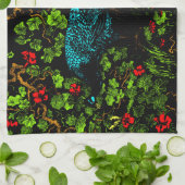 オランダアールヌーボーピーコックアンドバタフライ キッチンタオル (折り畳み)