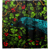 オランダアールヌーボーピーコックアンドバタフライ シャワーカーテン (正面)