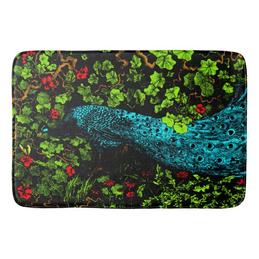 オランダアールヌーボーピーコックアンドバタフライ バスマット (正面)
