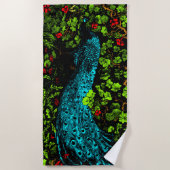 オランダアールヌーボーピーコックアンドバタフライ ビーチタオル (正面)