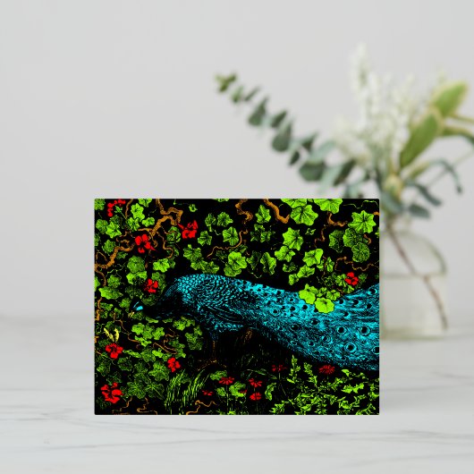 オランダアールヌーボーピーコックアンドバタフライ 箔シーズンポストカード (立ち正面)