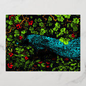 オランダアールヌーボーピーコックアンドバタフライ 箔シーズンポストカード (正面)