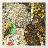 オランダアールヌーボーピーコックアンドフール ガラスコースター (正面)