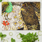 オランダアールヌーボーピーコックアンドフール キッチンタオル (折り畳み)