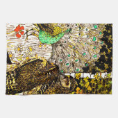 オランダアールヌーボーピーコックアンドフール キッチンタオル (横)