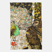 オランダアールヌーボーピーコックアンドフール キッチンタオル (縦)