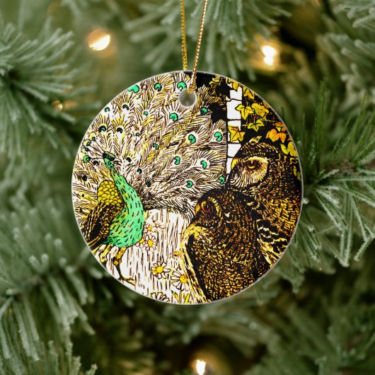 オランダアールヌーボーピーコックアンドフール セラミックオーナメント (ツリー)